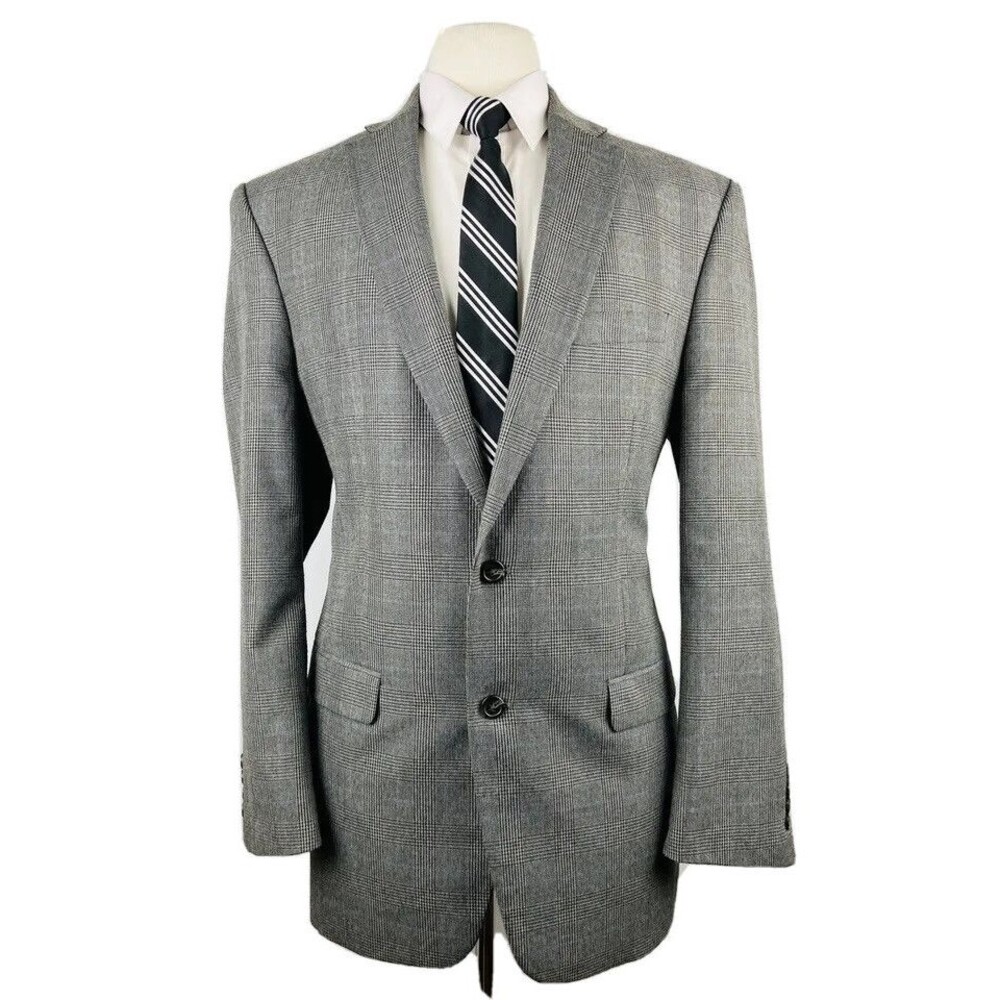 CHAPS RALPH LAUREN MENS 42L GRAY PLAID/CHECK SOFT BLAZER SPORT COAT SUIT JACKET
